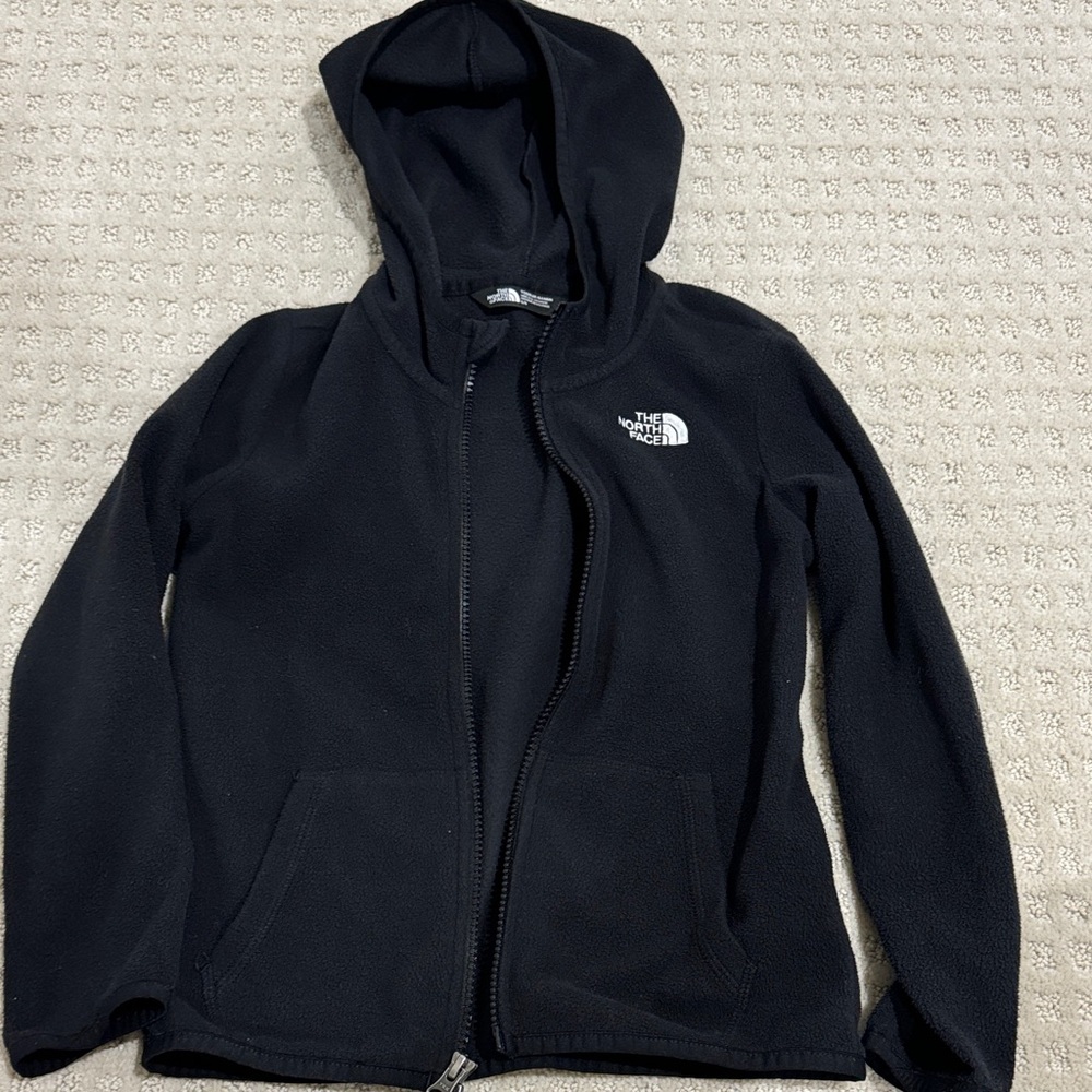 The North Face kids Black Hooded Fleece Jacket